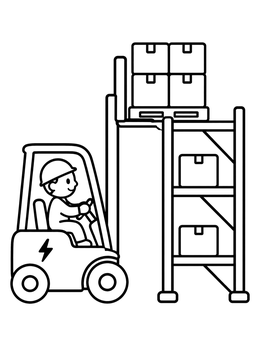 Free printable Forklift Lifting Boxes Onto Warehouse Rack coloring page