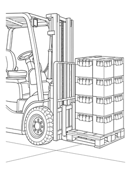 Free printable Forklift Lifting Pallet Of Bottled Drinks coloring page