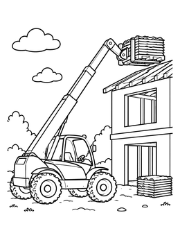 Free printable Telehandler Lifting Roof Materials coloring page