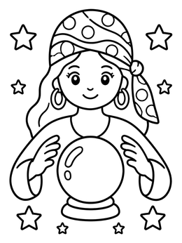 Free printable Fortune Teller And Crystal Ball coloring page