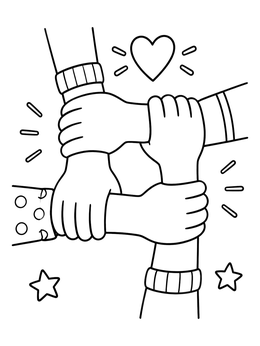 Free printable Four Hands Interlocked In Unity coloring page