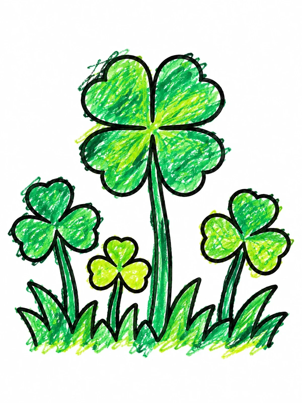 Colored example of the Lucky Clover In The Meadow coloring page