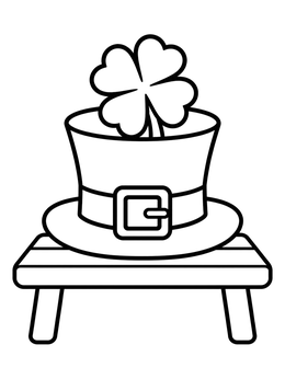 Free printable Four Leaf Clover In Buckled Top Hat coloring page
