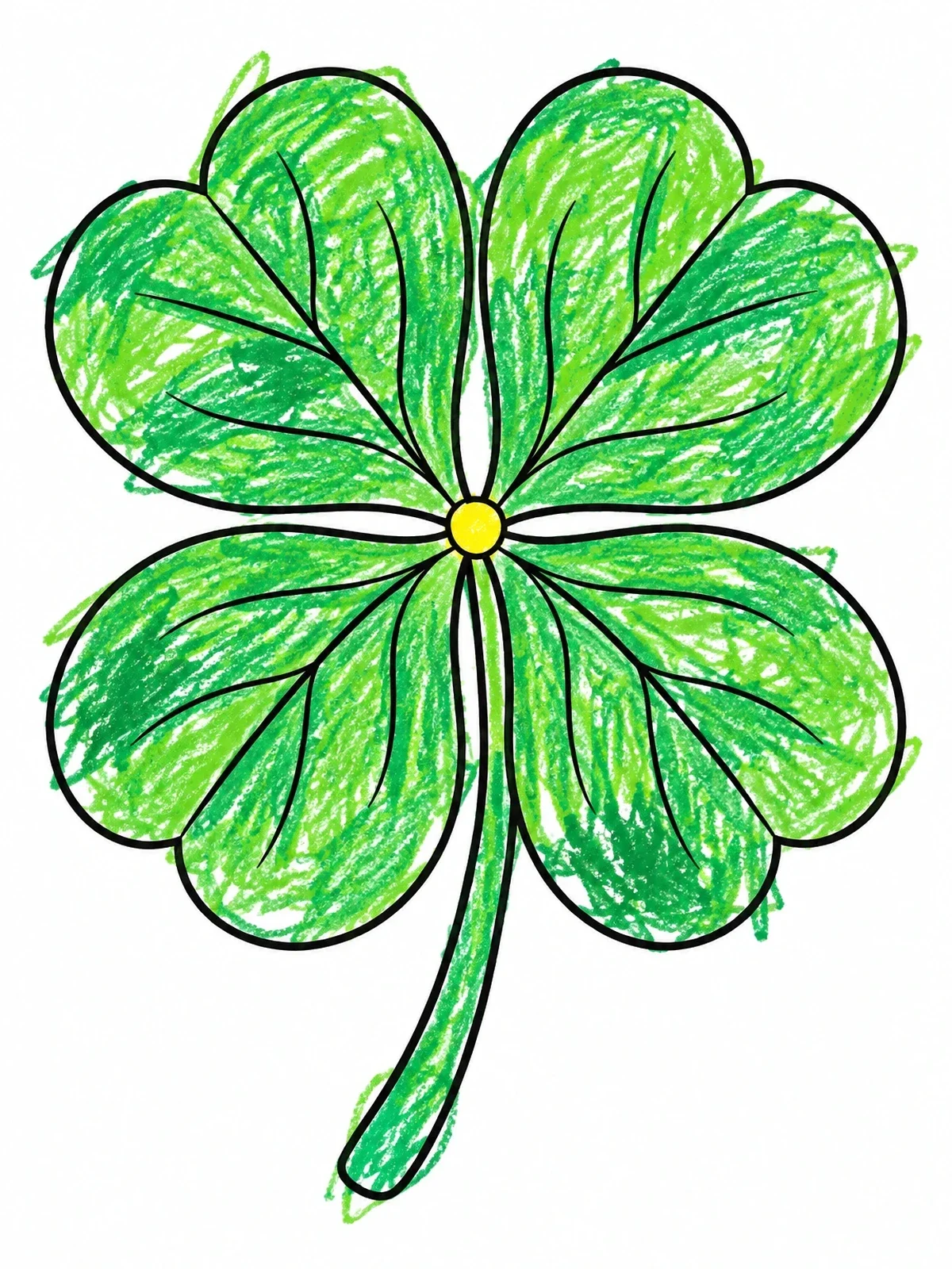 Colored example of the Four Leaf Clover Line Art coloring page