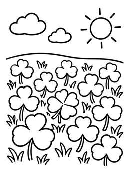 Free printable Lucky Clover In Sunny Meadow coloring page