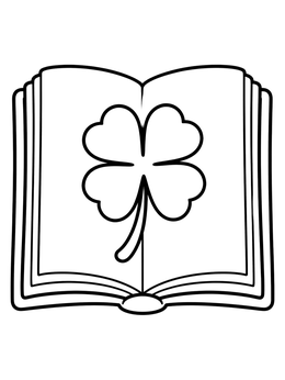 Free printable Four Leaf Clover In Open Book coloring page