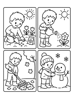 Free printable Four Seasons Of Outdoor Fun coloring page