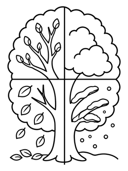 Free printable Four Seasons Tree Quadrants coloring page