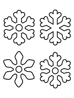 Free printable Four Simple Winter Snowflakes coloring page