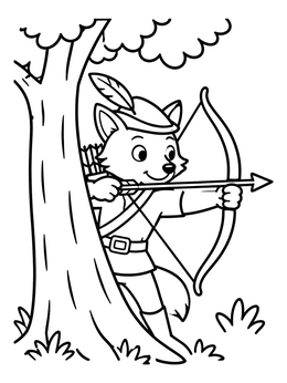 Free printable Fox Archer Robin Hood coloring page