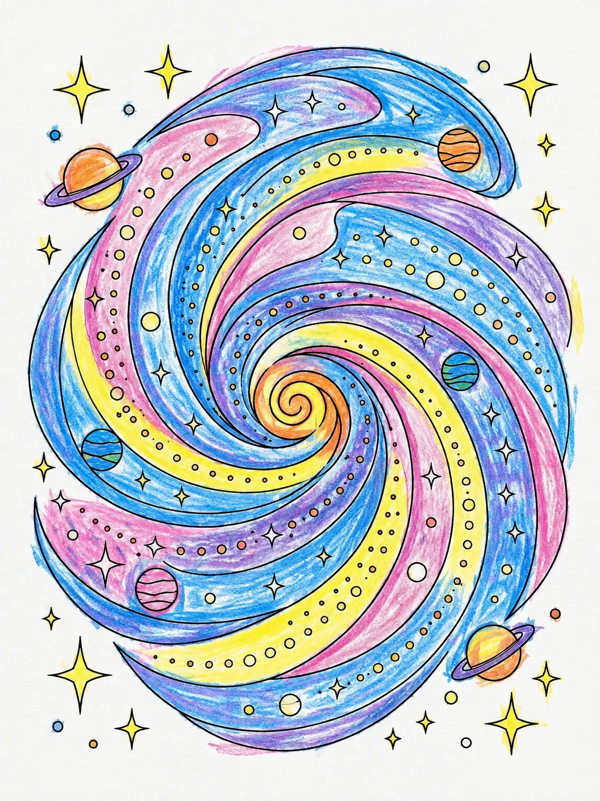 Colored example of the Cosmic Spiral Galaxy Vortex coloring page