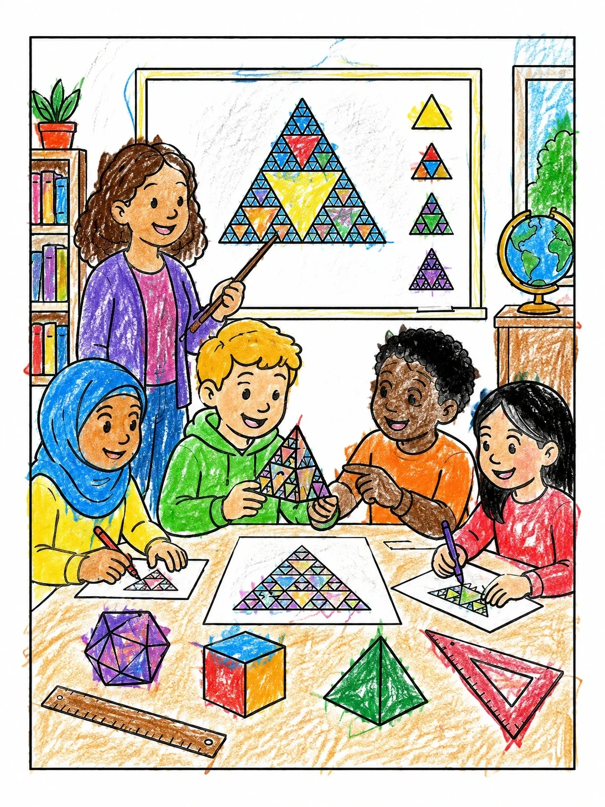 Colored example of the Fractal Geometry Classroom Lesson coloring page