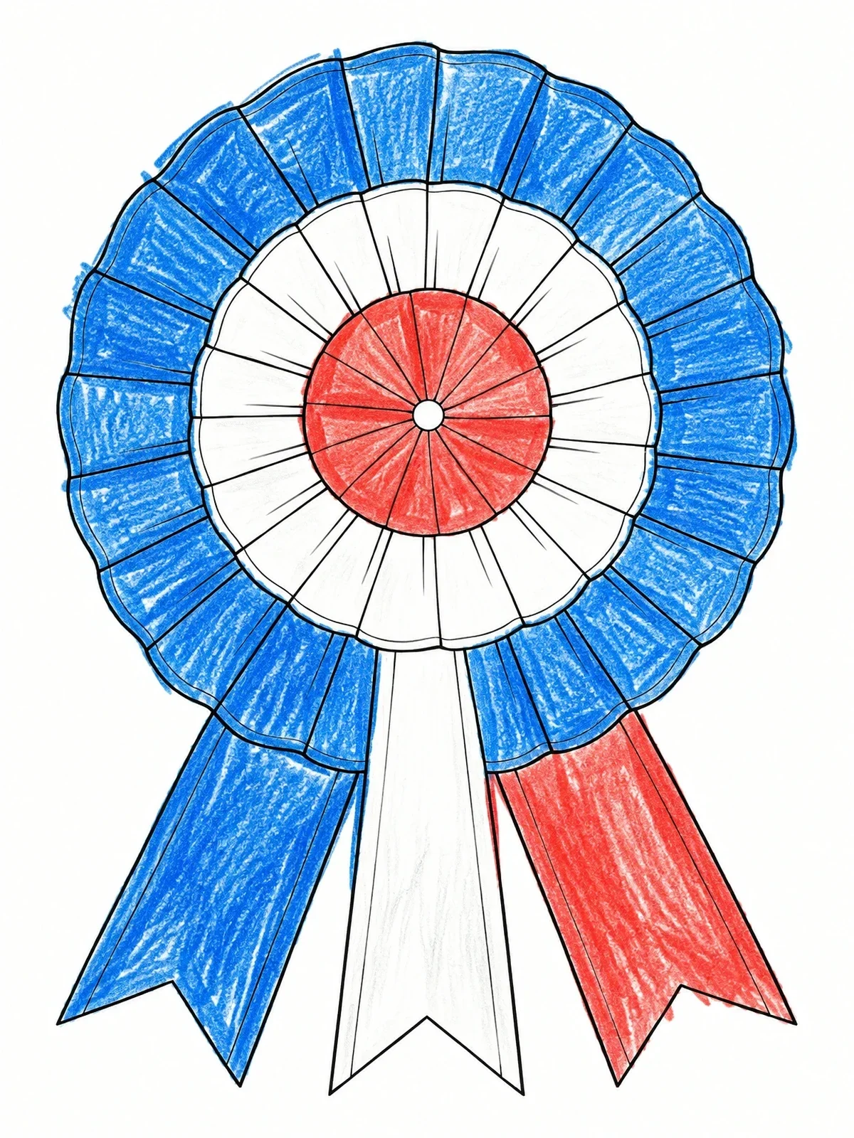 Colored example of the Classic French Cockade Ribbon coloring page
