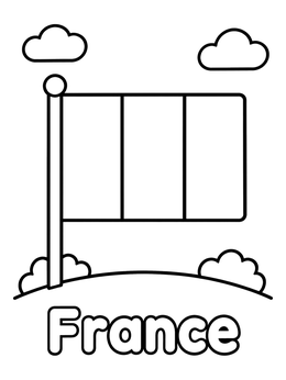 Free printable French Flag On A Hill coloring page