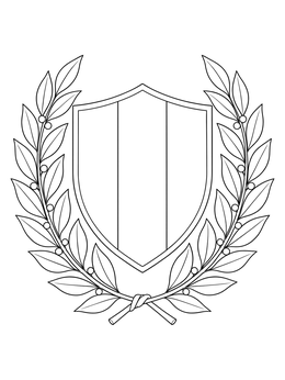 A heraldic shield with French stripes and a laurel wreath on this france coloring page.
