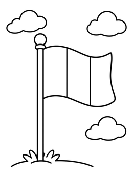 Free printable French Flag On A Pole coloring page