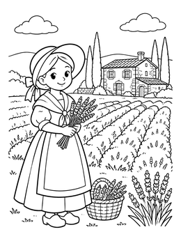 Free printable Lavender Harvest In Provence coloring page