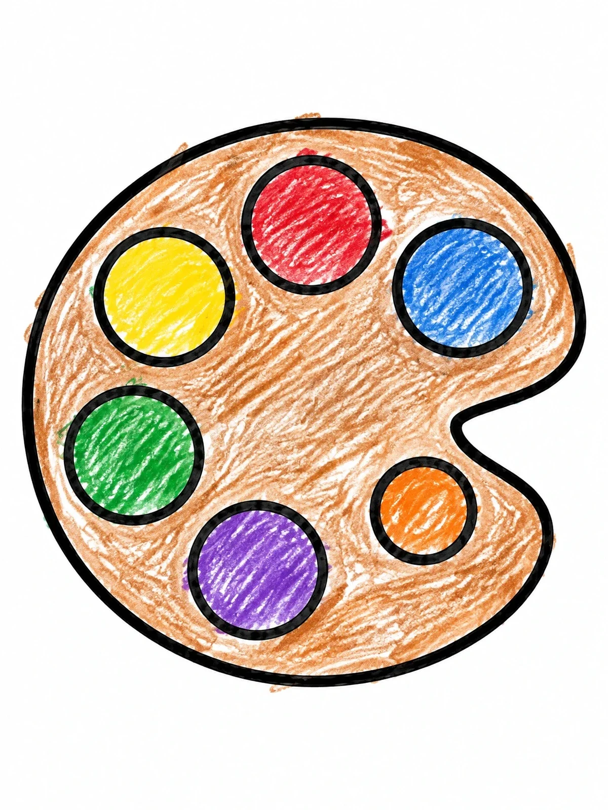 Colored example of the Simple Artist Color Palette coloring page