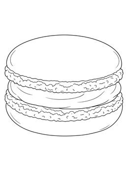 A sweet macaron featured in this simple france coloring page.