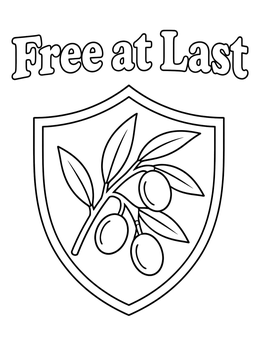 Free printable Free At Last Olive Branch Shield coloring page