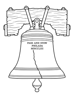Free printable Historic Liberty Bell With Wooden Yoke coloring page