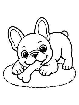 Free printable Playful French Bulldog Chewing A Bone coloring page