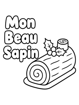 Free printable Yule Log Cake With French Text coloring page