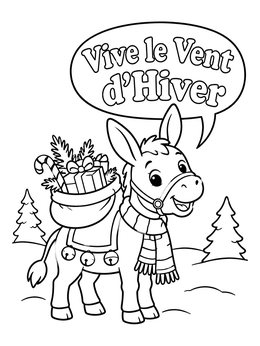 Free printable Holiday Donkey Singing Winter Song coloring page