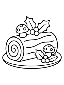 Free printable Festive French Yule Log Cake coloring page