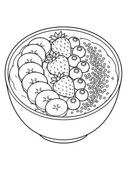 Free printable Fresh Berry Smoothie Bowl coloring page