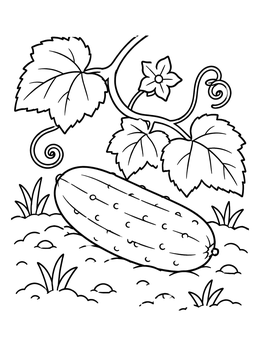 Free printable Fresh Cucumber Growing In Garden coloring page