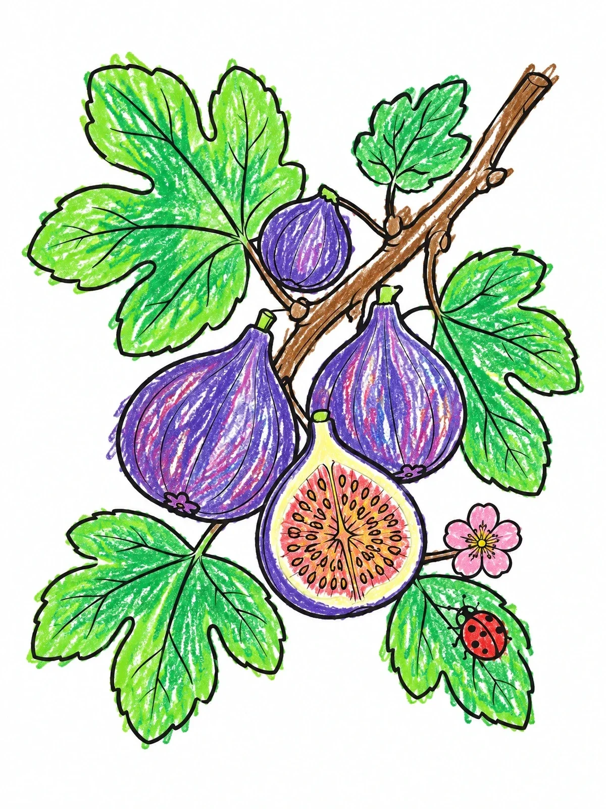 Colored example of the Fresh Figs On A Branch coloring page
