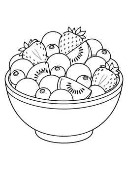 Free printable Fresh Fruit Salad Bowl coloring page