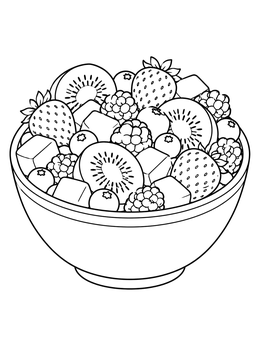 Free printable Fresh Fruit Salad Bowl coloring page