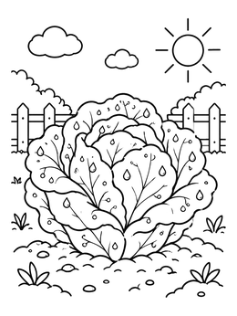 Free printable Fresh Lettuce Head With Dewdrops coloring page