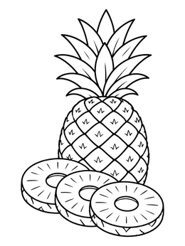 Free printable Fresh Pineapple With Juicy Slices coloring page