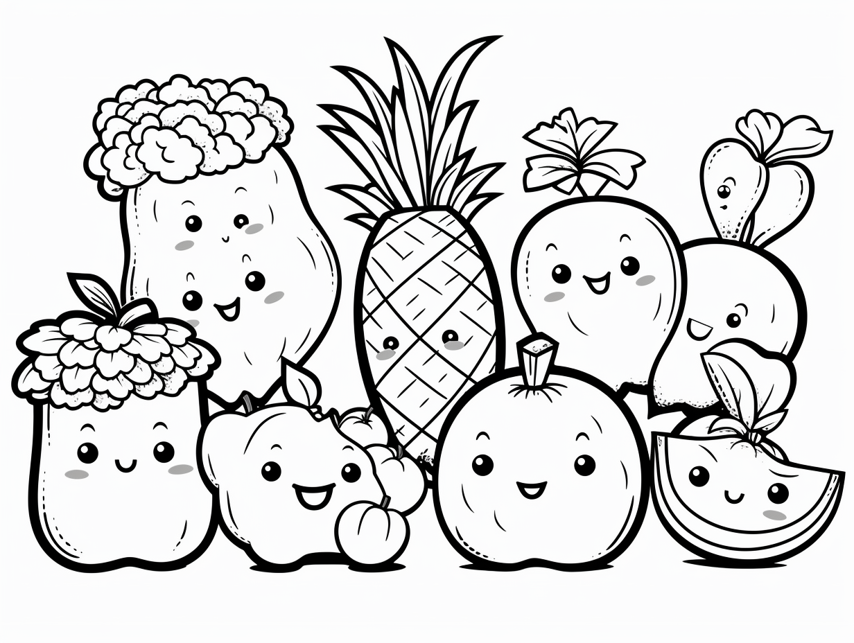 Fresh Produce Art For Coloring - Coloring Page