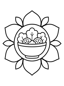 Free printable Fresh Salad Bowl Mandala coloring page