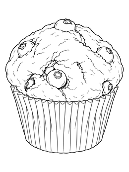 Free printable Freshly Baked Blueberry Muffin coloring page