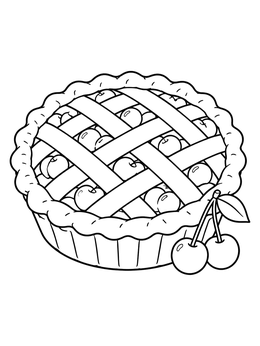 Free printable Freshly Baked Cherry Lattice Pie coloring page