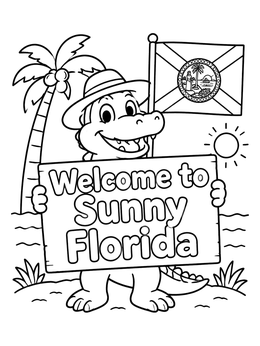 Free printable Friendly Alligator In Sunny Florida coloring page