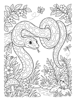 Free printable Friendly Anaconda In The Jungle coloring page