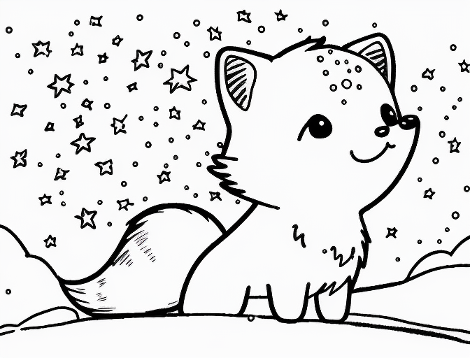 Friendly Arctic Fox Coloring Page - Coloring Page