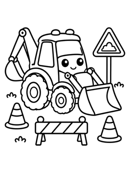 Free printable Friendly Backhoe On Construction Site coloring page