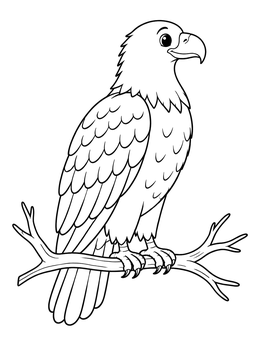 Free printable Friendly Bald Eagle On Branch coloring page