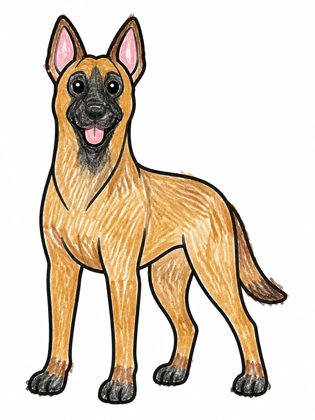 Colored example of the Friendly Belgian Malinois Standing Tall coloring page