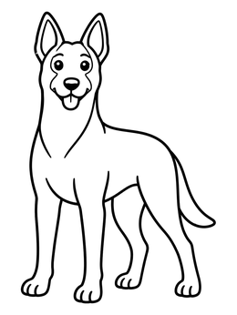 Free printable Friendly Belgian Malinois Standing Tall coloring page