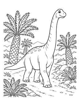 Free printable Friendly Brachiosaurus On A Prehistoric Trail coloring page