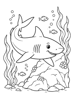 Free printable Friendly Bull Shark Underwater coloring page