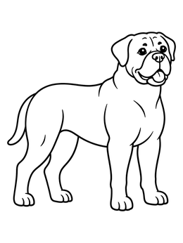 Free printable Friendly Bullmastiff Standing Proudly coloring page
